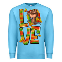 Ocean Blue love juneteenth with fist Premium Sweatshirt - texasbilliewilder