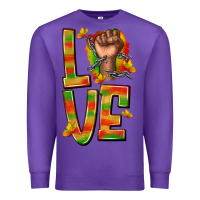 Purple love juneteenth with fist Premium Sweatshirt - texasbilliewilder