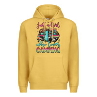 Antique Gold just a girl who loves camping Premium Hoodie - JahusDesignShop