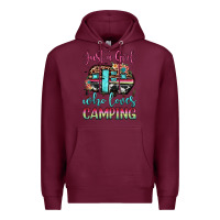 Burgundy just a girl who loves camping Premium Hoodie - JahusDesignShop
