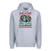 Heather Grey just a girl who loves camping Premium Hoodie - JahusDesignShop
