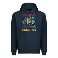 Navy just a girl who loves camping Premium Hoodie - JahusDesignShop