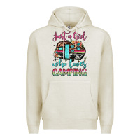 Oatmeal Heather just a girl who loves camping Premium Hoodie - JahusDesignShop