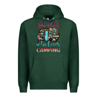 Sports Green just a girl who loves camping Premium Hoodie - JahusDesignShop