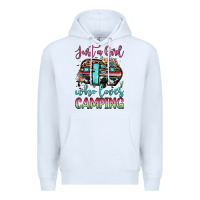 White just a girl who loves camping Premium Hoodie - JahusDesignShop