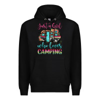 Black just a girl who loves camping Premium Hoodie - JahusDesignShop
