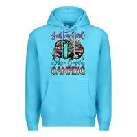 Ocean Blue just a girl who loves camping Premium Hoodie - JahusDesignShop