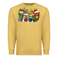Antique Gold Christmas tractor coffee cups Premium Sweatshirt - Zillion Design Studio