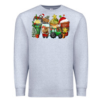 Heather Grey Christmas tractor coffee cups Premium Sweatshirt - Zillion Design Studio