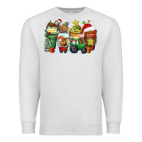 Oatmeal Heather Christmas tractor coffee cups Premium Sweatshirt - Zillion Design Studio