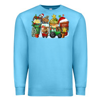 Ocean Blue Christmas tractor coffee cups Premium Sweatshirt - Zillion Design Studio