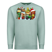 Seafoam Christmas tractor coffee cups Premium Sweatshirt - Zillion Design Studio