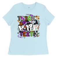 Baby Blue trick or teeth Ladies Tee - BarkalooDesign