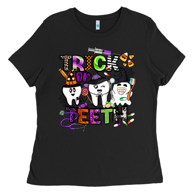 Trick Or Teeth Ladies Tee by BarkalooDesign | Teevron