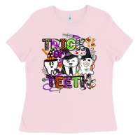 Bubblegum Pink trick or teeth Ladies Tee - BarkalooDesign