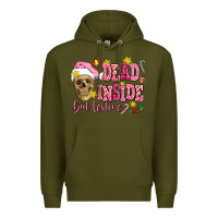 Army Green dead inside but festive Premium Hoodie - AdoDesignShop