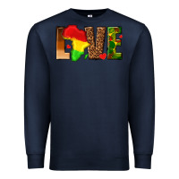 Navy love melanin with african map Premium Sweatshirt - texasbilliewilder