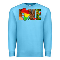 Ocean Blue love melanin with african map Premium Sweatshirt - texasbilliewilder