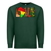 Sports Green love melanin with african map Premium Sweatshirt - texasbilliewilder