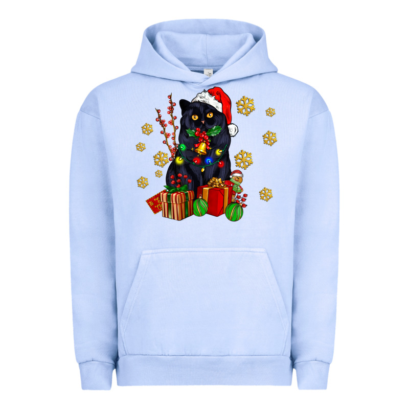 Black Cat Meowy Christmas Urban Hoodie by AdoDesignShop | Teevron