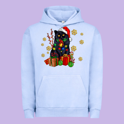 Black Cat Meowy Christmas Urban Hoodie Designed By Adodesignshop