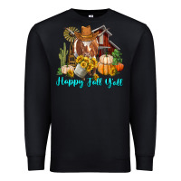 Black Happy Fall Y'all Longhorn Cow Premium Sweatshirt - RanaPortraitStore