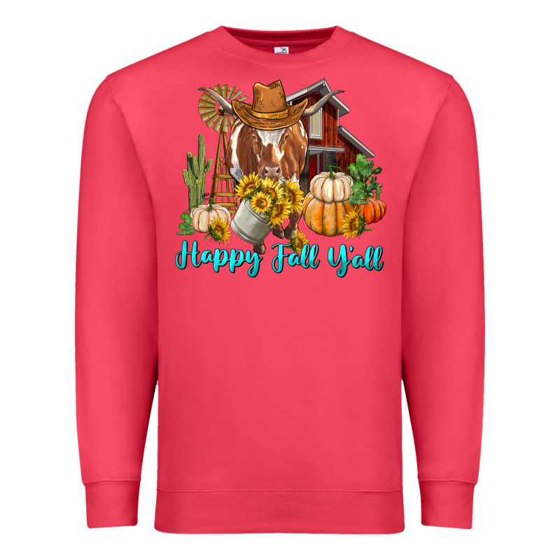 Happy Fall Y'all Longhorn Cow Premium Sweatshirt by RanaPortraitStore | Teevron