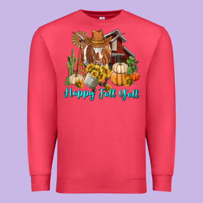 Premium Sweatshirt Happy Fall Y'all Longhorn Cow