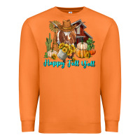 Carrot Happy Fall Y'all Longhorn Cow Premium Sweatshirt - RanaPortraitStore