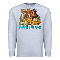 Heather Grey Happy Fall Y'all Longhorn Cow Premium Sweatshirt - RanaPortraitStore