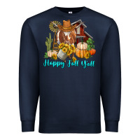 Navy Happy Fall Y'all Longhorn Cow Premium Sweatshirt - RanaPortraitStore