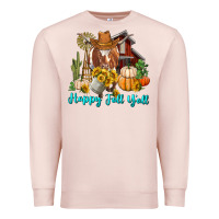Pale Pink Happy Fall Y'all Longhorn Cow Premium Sweatshirt - RanaPortraitStore