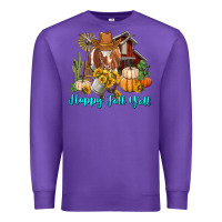 Purple Happy Fall Y'all Longhorn Cow Premium Sweatshirt - RanaPortraitStore
