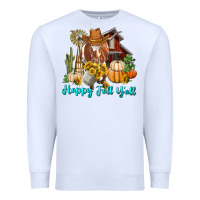 White Happy Fall Y'all Longhorn Cow Premium Sweatshirt - RanaPortraitStore