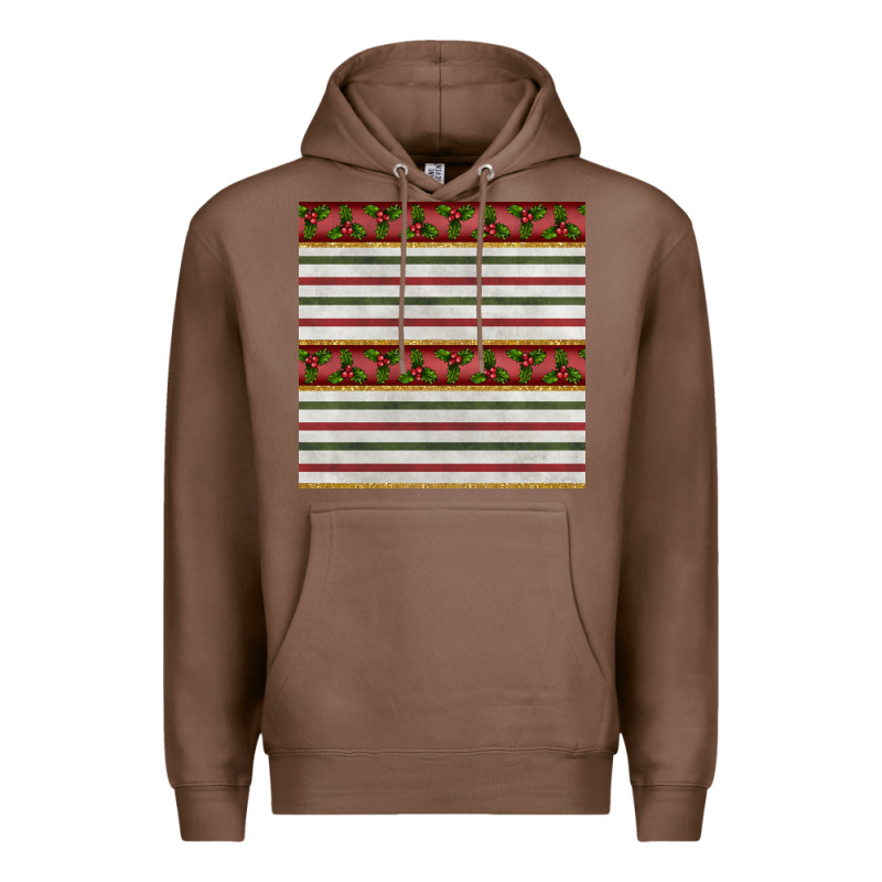 Christmas Mistletoe And Stripes Seamless Pattern Premium Hoodie by BundleAndBundleShop | Teevron