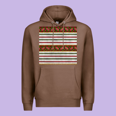 Christmas Mistletoe And Stripes Seamless Pattern Premium Hoodie Designed By Bundleandbundleshop