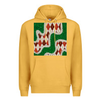 Mustard christmas diamond plaid and green glitter seamless pattern Premium Hoodie - BundleAndBundleShop