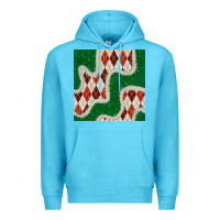 Ocean Blue christmas diamond plaid and green glitter seamless pattern Premium Hoodie - BundleAndBundleShop