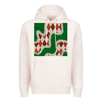 Pale Pink christmas diamond plaid and green glitter seamless pattern Premium Hoodie - BundleAndBundleShop