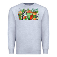 Heather Grey panda coffee cups Premium Sweatshirt - Zillion Design Studio