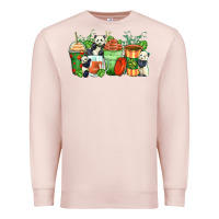 Pale Pink panda coffee cups Premium Sweatshirt - Zillion Design Studio