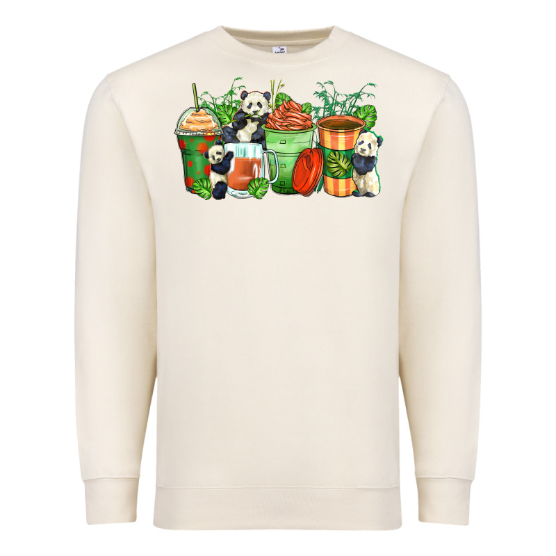 Panda Coffee Cups Premium Sweatshirt by Zillion Design Studio | Teevron