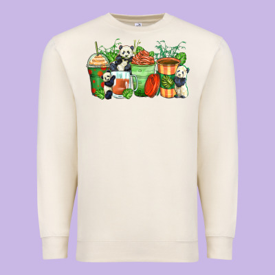 Panda Coffee Cups Premium Sweatshirt Designed By Zillion Design Studio