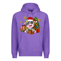 Purple little cute christmas cow Premium Hoodie - AdoDesignShop