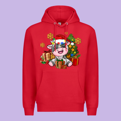 Little Cute Christmas Cow Premium Hoodie Designed By Adodesignshop