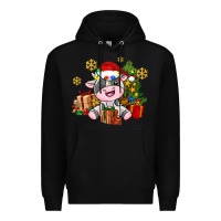 Black little cute christmas cow Premium Hoodie - AdoDesignShop
