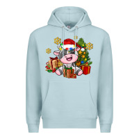 Blue Mist little cute christmas cow Premium Hoodie - AdoDesignShop