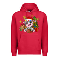 Cardinal little cute christmas cow Premium Hoodie - AdoDesignShop