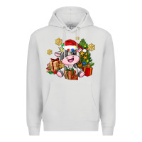 Dove Grey little cute christmas cow Premium Hoodie - AdoDesignShop