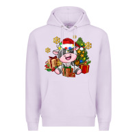 Lilac little cute christmas cow Premium Hoodie - AdoDesignShop